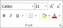 Font group on the Home tab