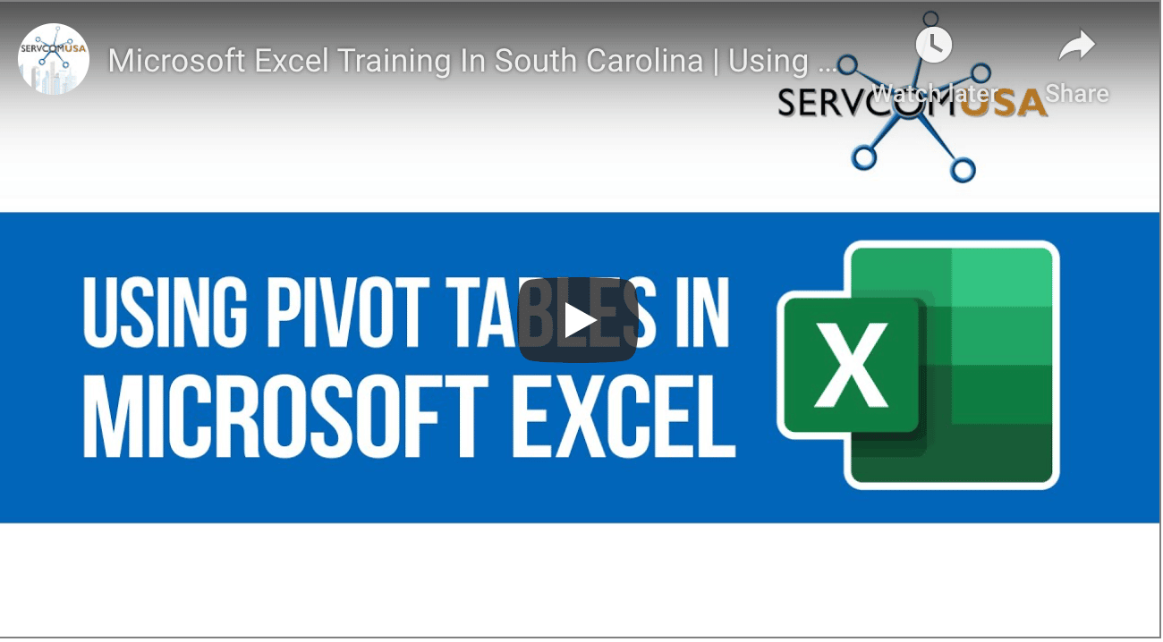 Microsoft Excel Pivot Tables South Carolina